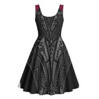 Queensland Maori Rugby Nga Hau e Wha Midi Dress Maroon Motif - Aussie Hoodie