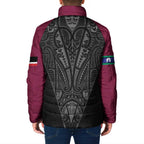 Queensland Maori Rugby Nga Hau e Wha Padded Jacket Maroon Motif - Aussie Hoodie
