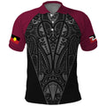 Queensland Maori Rugby Nga Hau e Wha Polo Shirt Maroon Motif