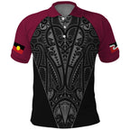 Queensland Maori Rugby Nga Hau e Wha Polo Shirt Maroon Motif