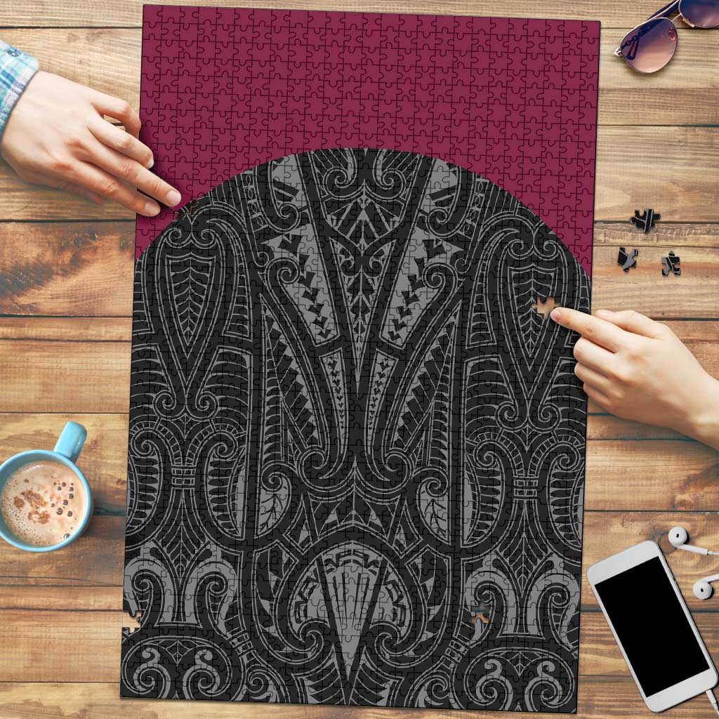 Queensland Maori Rugby Nga Hau e Wha Puzzle Maroon Motif - Aussie Hoodie