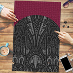 Queensland Maori Rugby Nga Hau e Wha Puzzle Maroon Motif - Aussie Hoodie