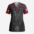 Queensland Maori Rugby Nga Hau e Wha Scrub Top Maroon Motif - Aussie Hoodie