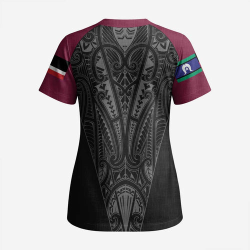 Queensland Maori Rugby Nga Hau e Wha Scrub Top Maroon Motif - Aussie Hoodie