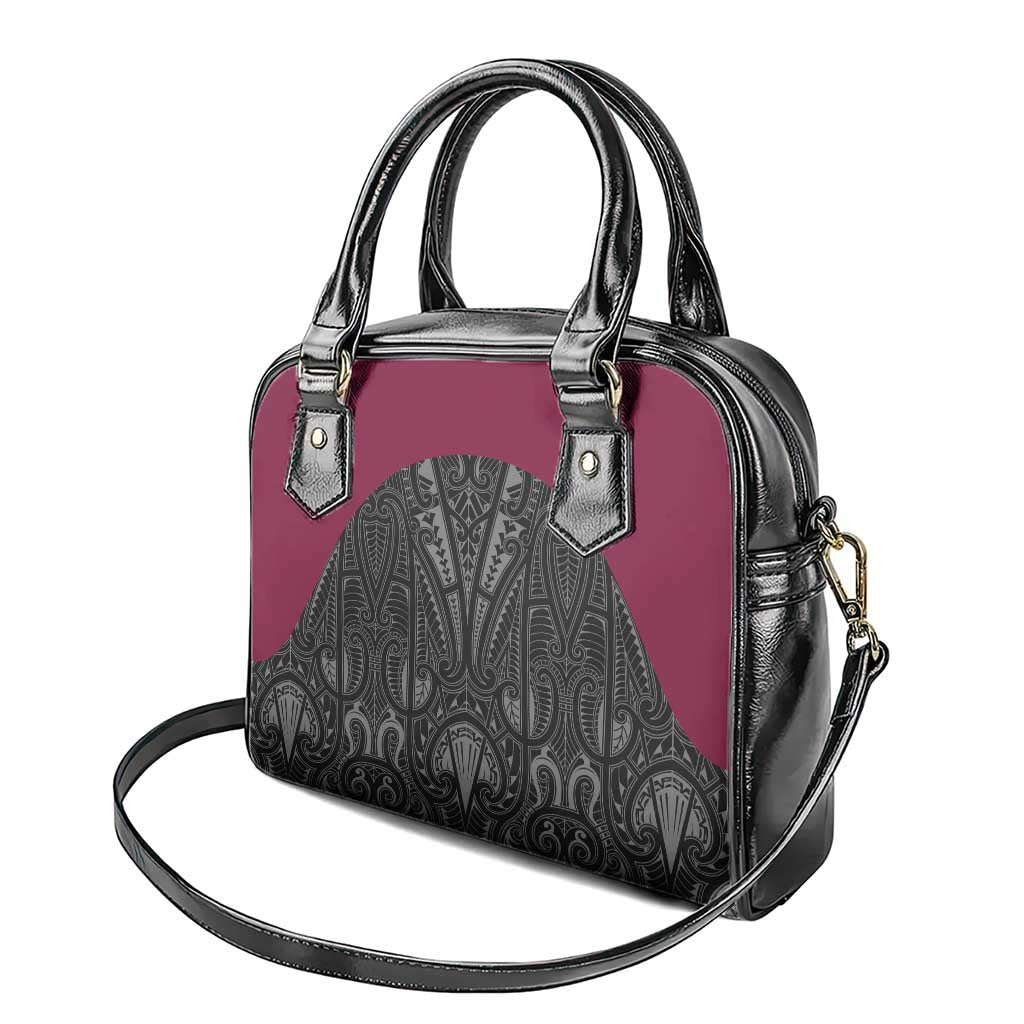 Queensland Maori Rugby Nga Hau e Wha Shoulder Handbag Maroon Motif