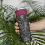 Queensland Maori Rugby Nga Hau e Wha Skinny Tumbler Maroon Motif