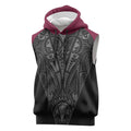 Queensland Maori Rugby Nga Hau e Wha Sleeveless Hoodie Maroon Motif - Aussie Hoodie