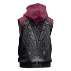 Queensland Maori Rugby Nga Hau e Wha Sleeveless Hoodie Maroon Motif - Aussie Hoodie