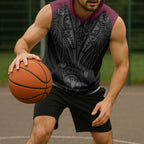 Queensland Maori Rugby Nga Hau e Wha Sleeveless Hoodie Maroon Motif - Aussie Hoodie