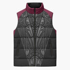Queensland Maori Rugby Nga Hau e Wha Sleeveless Puffer Jacket Maroon Motif - Aussie Hoodie