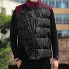 Queensland Maori Rugby Nga Hau e Wha Sleeveless Puffer Jacket Maroon Motif - Aussie Hoodie