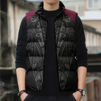 Queensland Maori Rugby Nga Hau e Wha Sleeveless Puffer Jacket Maroon Motif - Aussie Hoodie