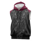 Queensland Maori Rugby Nga Hau e Wha Sleeveless Zip Hoodie Maroon Motif LT9