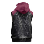 Queensland Maori Rugby Nga Hau e Wha Sleeveless Zip Hoodie Maroon Motif LT9