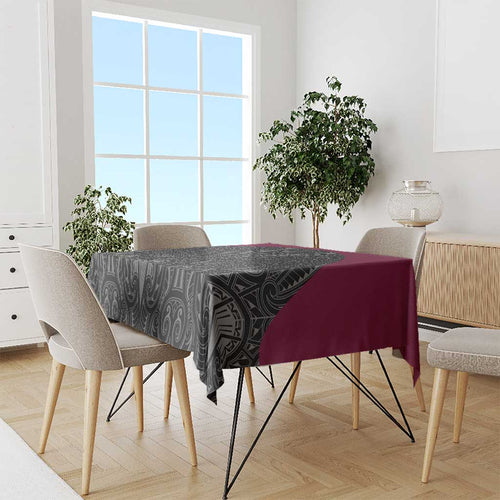 Queensland Maori Rugby Nga Hau e Wha Tablecloth Maroon Motif