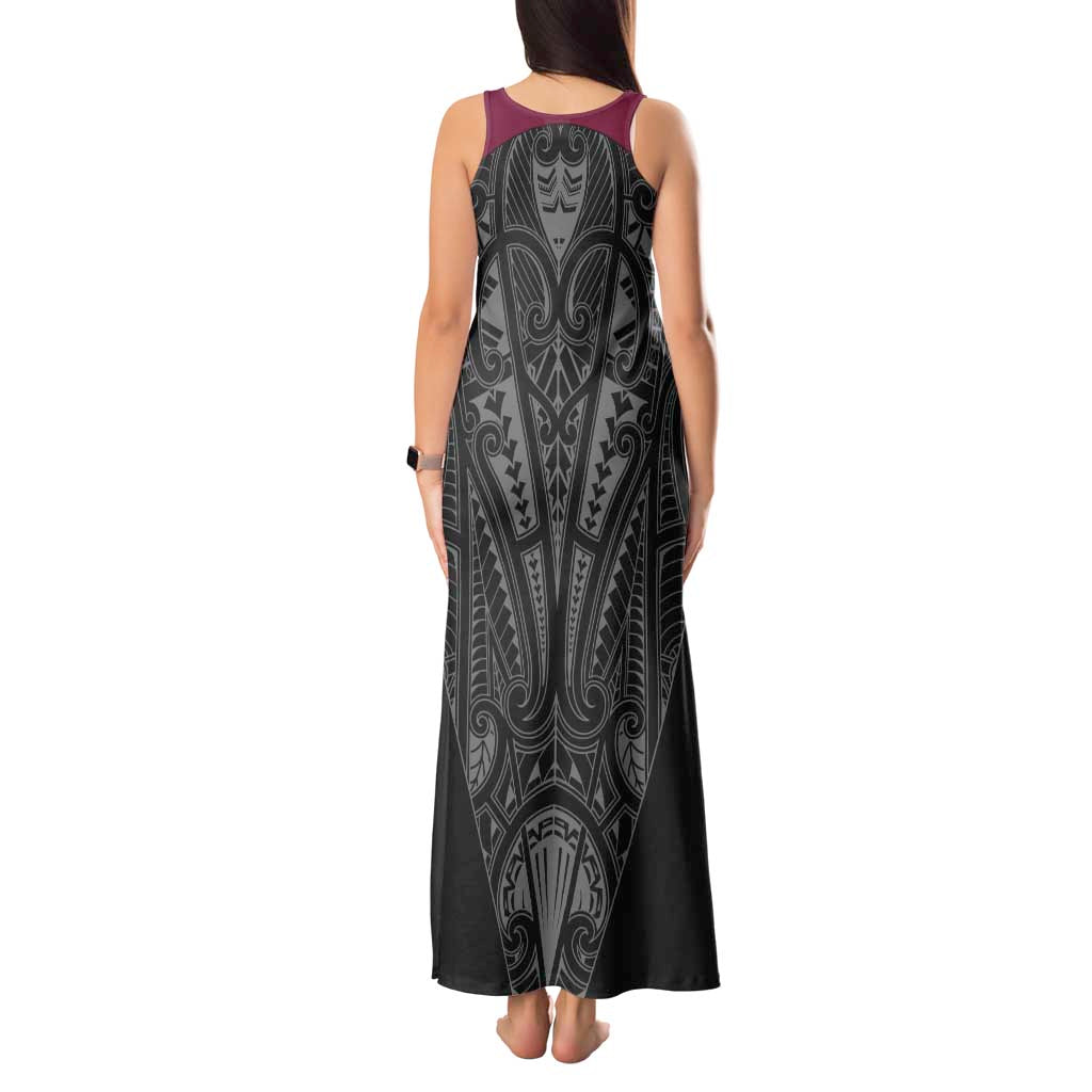 Queensland Maori Rugby Nga Hau e Wha Tank Maxi Dress Maroon Motif