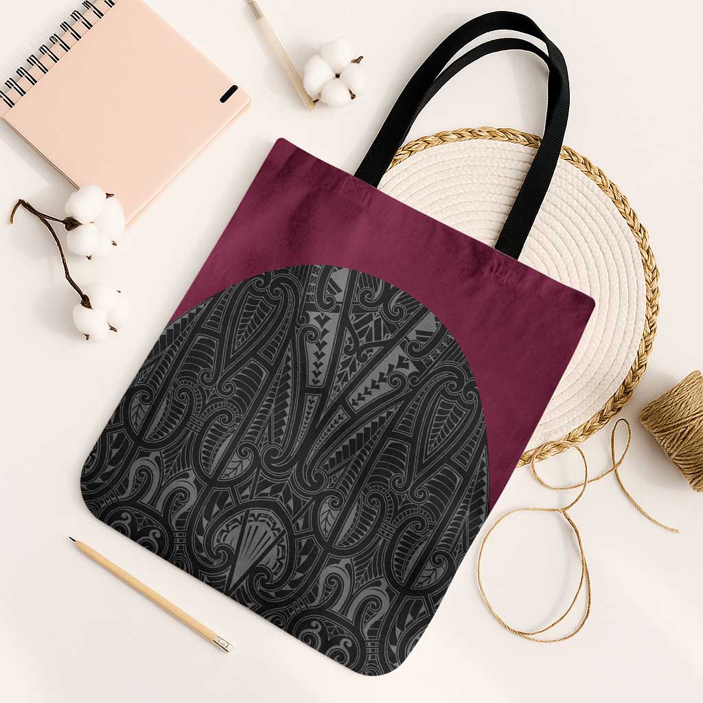 Queensland Maori Rugby Nga Hau e Wha Tote Bag Maroon Motif - Aussie Hoodie