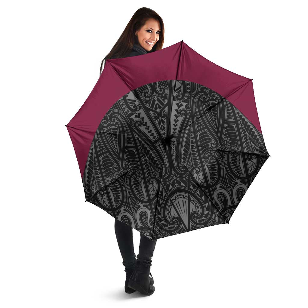 Queensland Maori Rugby Nga Hau e Wha Umbrella Maroon Motif - Aussie Hoodie