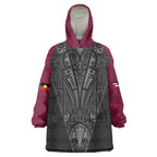 Queensland Maori Rugby Nga Hau e Wha Wearable Blanket Hoodie Maroon Motif