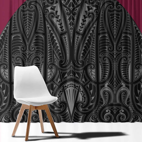 Queensland Maori Rugby Nga Hau e Wha Window Curtain Maroon Motif