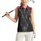 Queensland Maori Rugby Nga Hau e Wha Women Sleeveless Polo Shirt Maroon Motif