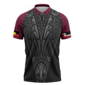 Queensland Maori Rugby Nga Hau e Wha Zipper Polo Shirt Maroon Motif - Aussie Hoodie