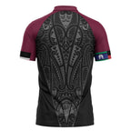 Queensland Maori Rugby Nga Hau e Wha Zipper Polo Shirt Maroon Motif - Aussie Hoodie