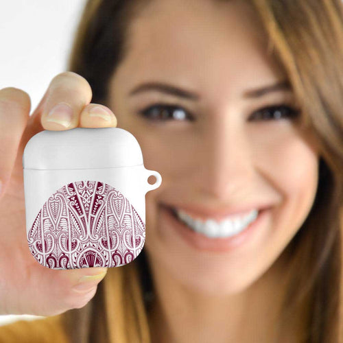 Queensland Maori Rugby Nga Hau e Wha AirPods Case White Motif - Aussie Hoodie