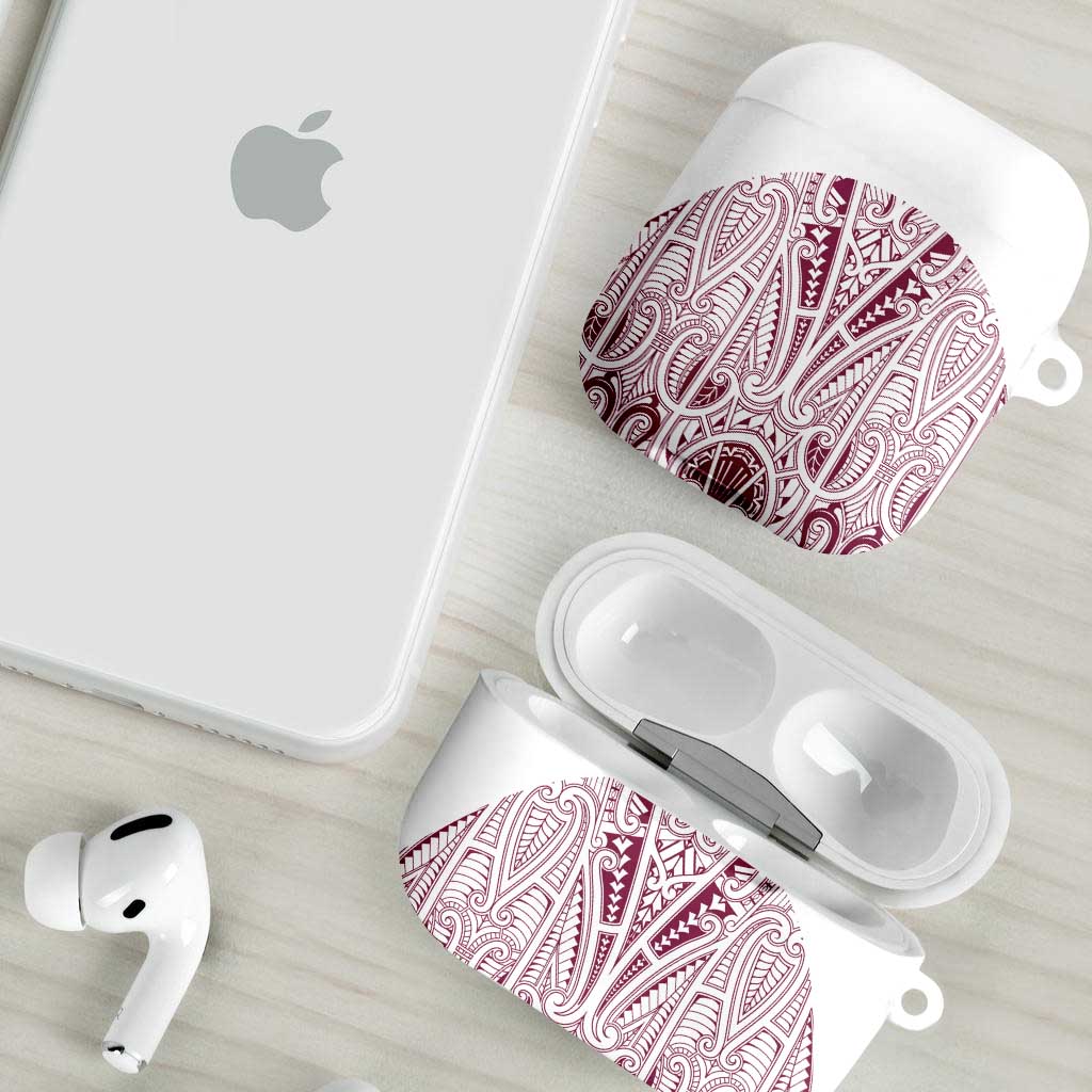 Queensland Maori Rugby Nga Hau e Wha AirPods Case White Motif - Aussie Hoodie
