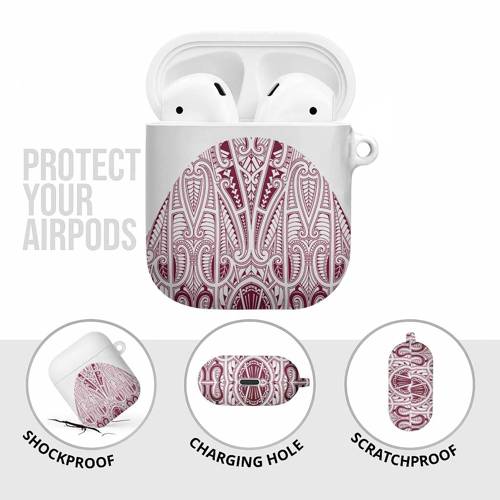 Queensland Maori Rugby Nga Hau e Wha AirPods Case White Motif - Aussie Hoodie