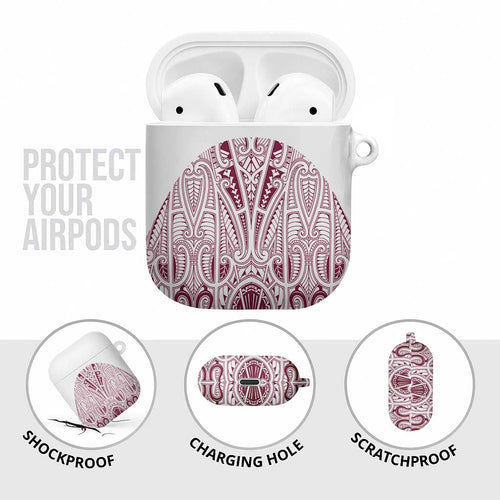 Queensland Maori Rugby Nga Hau e Wha AirPods Case White Motif - Aussie Hoodie