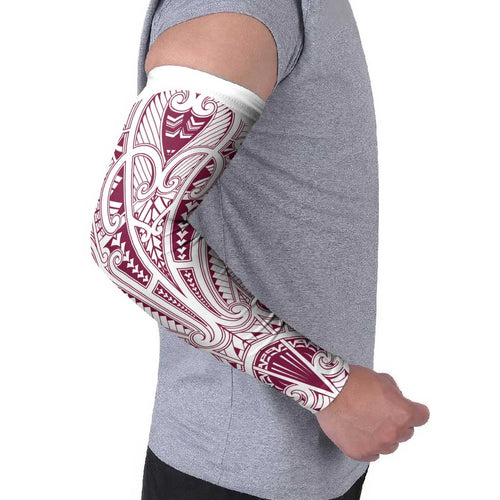 Queensland Maori Rugby Nga Hau e Wha Arm Sleeves White Motif - Aussie Hoodie
