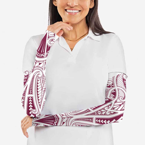 Queensland Maori Rugby Nga Hau e Wha Arm Sleeves White Motif - Aussie Hoodie