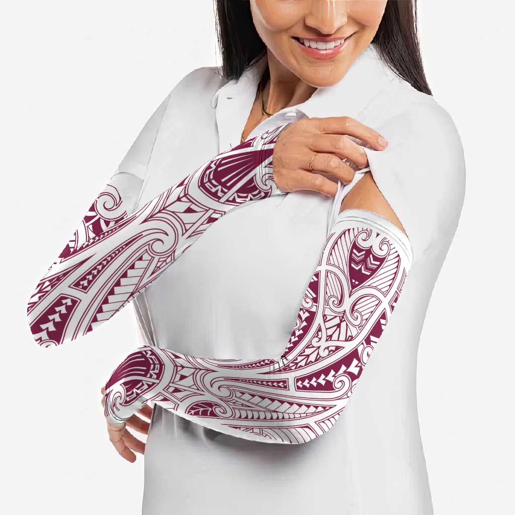 Queensland Maori Rugby Nga Hau e Wha Arm Sleeves White Motif - Aussie Hoodie