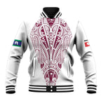Queensland Maori Rugby Nga Hau e Wha Baseball Jacket White Motif