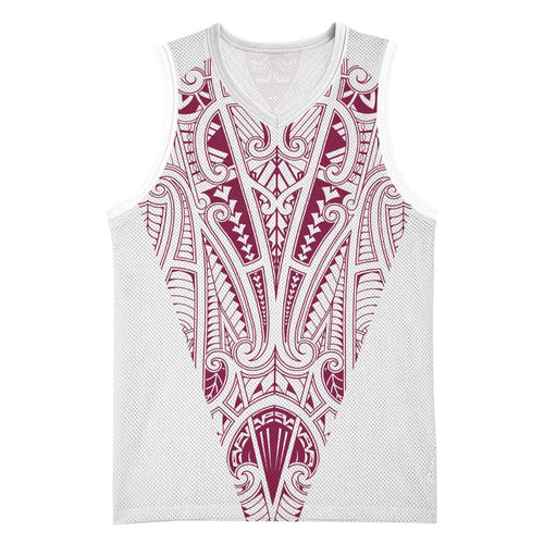 Queensland Maori Rugby Nga Hau e Wha Basketball Jersey White Motif - Aussie Hoodie