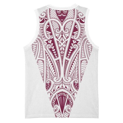 Queensland Maori Rugby Nga Hau e Wha Basketball Jersey White Motif - Aussie Hoodie
