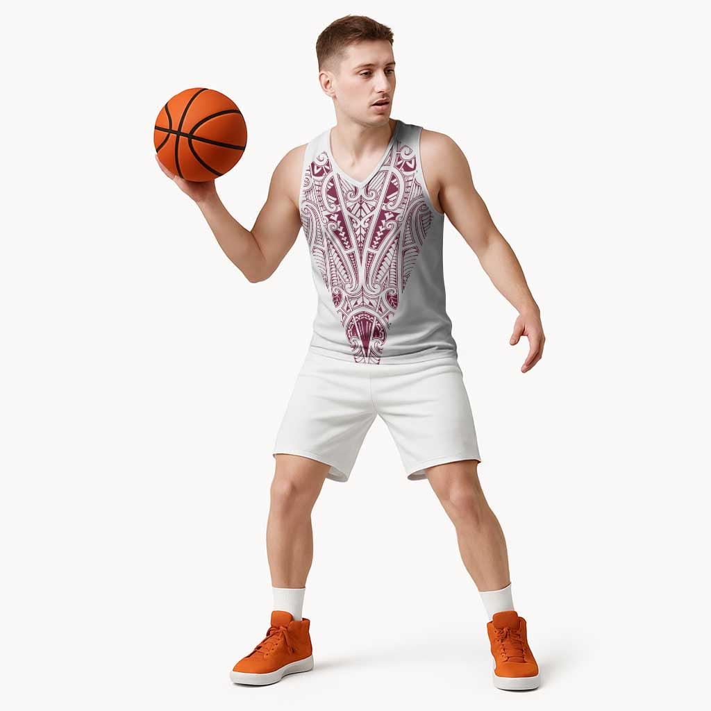 Queensland Maori Rugby Nga Hau e Wha Basketball Jersey White Motif - Aussie Hoodie