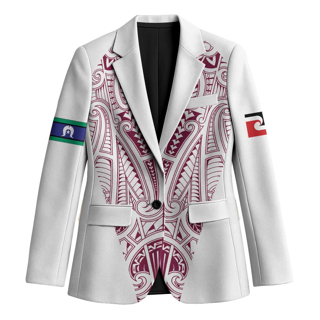 Queensland Maori Rugby Nga Hau e Wha Blazer White Motif - Aussie Hoodie
