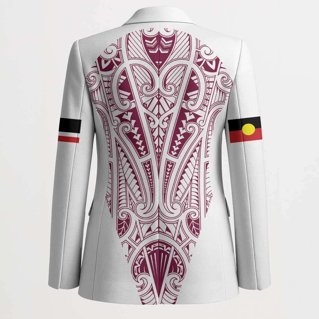 Queensland Maori Rugby Nga Hau e Wha Blazer White Motif - Aussie Hoodie