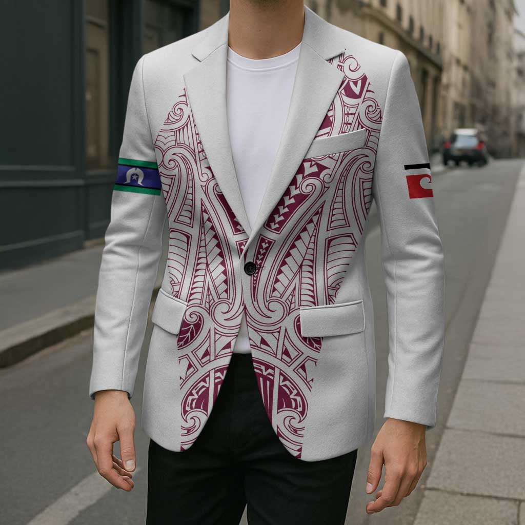 Queensland Maori Rugby Nga Hau e Wha Blazer White Motif - Aussie Hoodie
