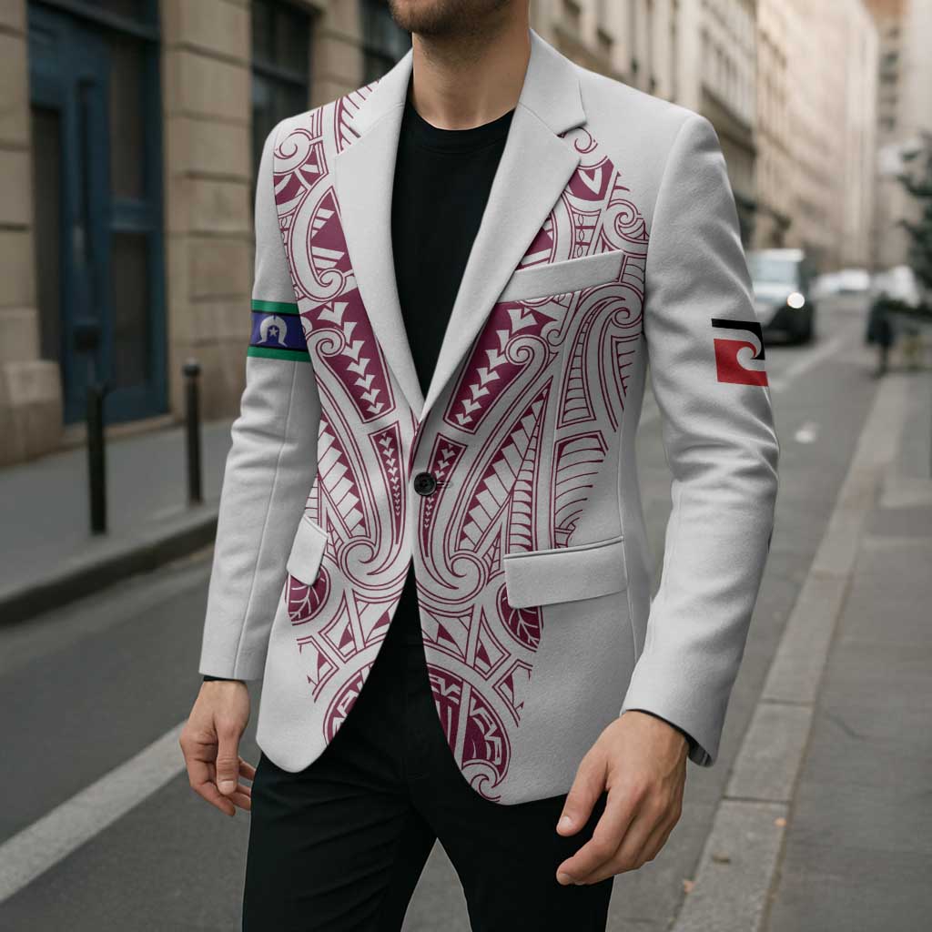 Queensland Maori Rugby Nga Hau e Wha Blazer White Motif - Aussie Hoodie