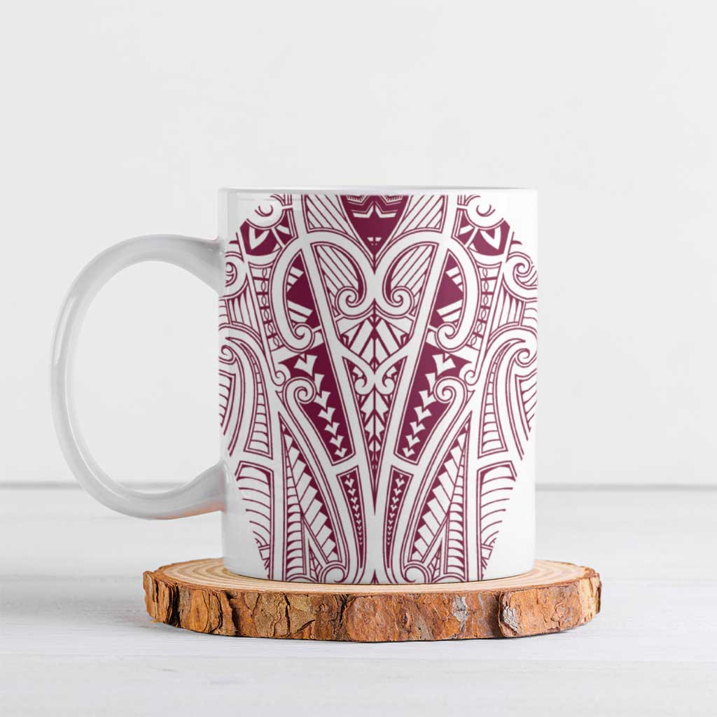 Queensland Maori Rugby Nga Hau e Wha Ceramic Mug White Motif - Aussie Hoodie