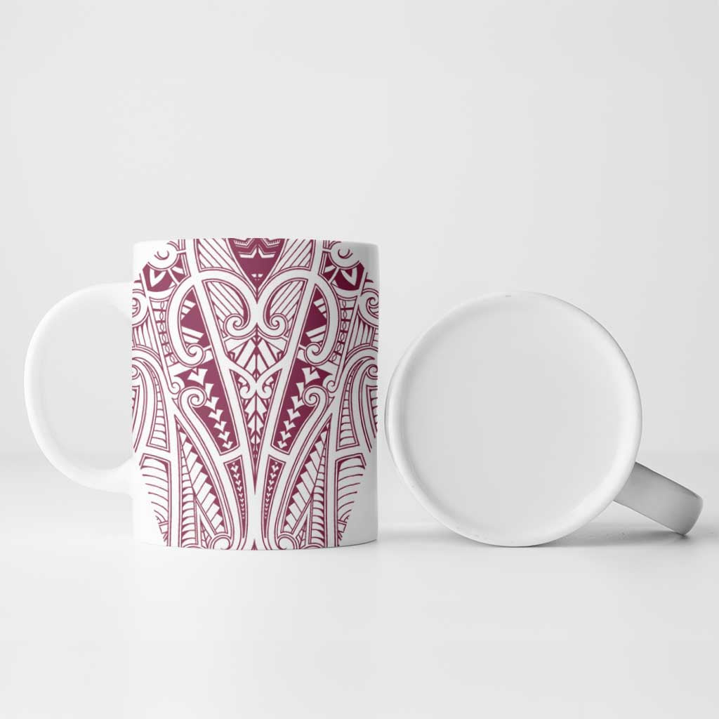 Queensland Maori Rugby Nga Hau e Wha Ceramic Mug White Motif - Aussie Hoodie