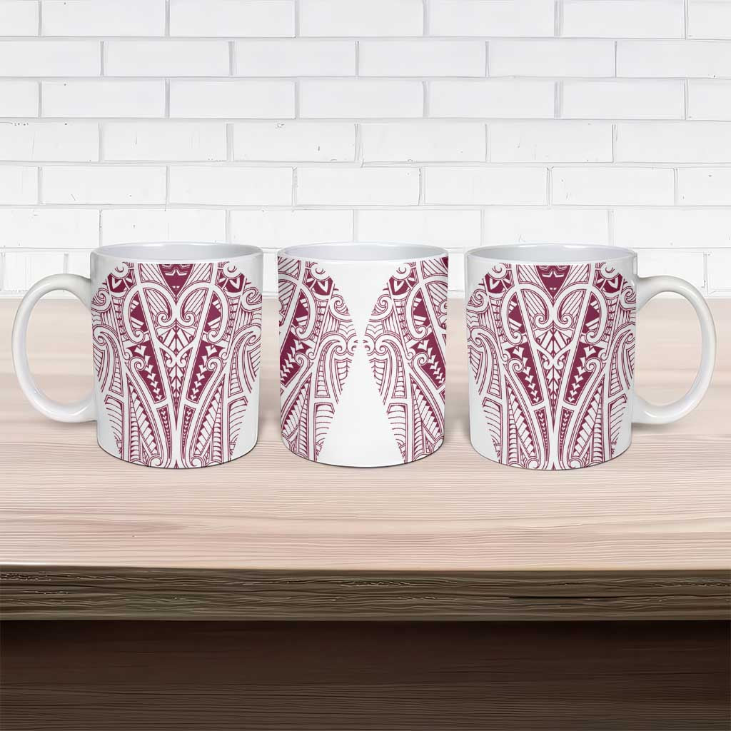 Queensland Maori Rugby Nga Hau e Wha Ceramic Mug White Motif - Aussie Hoodie