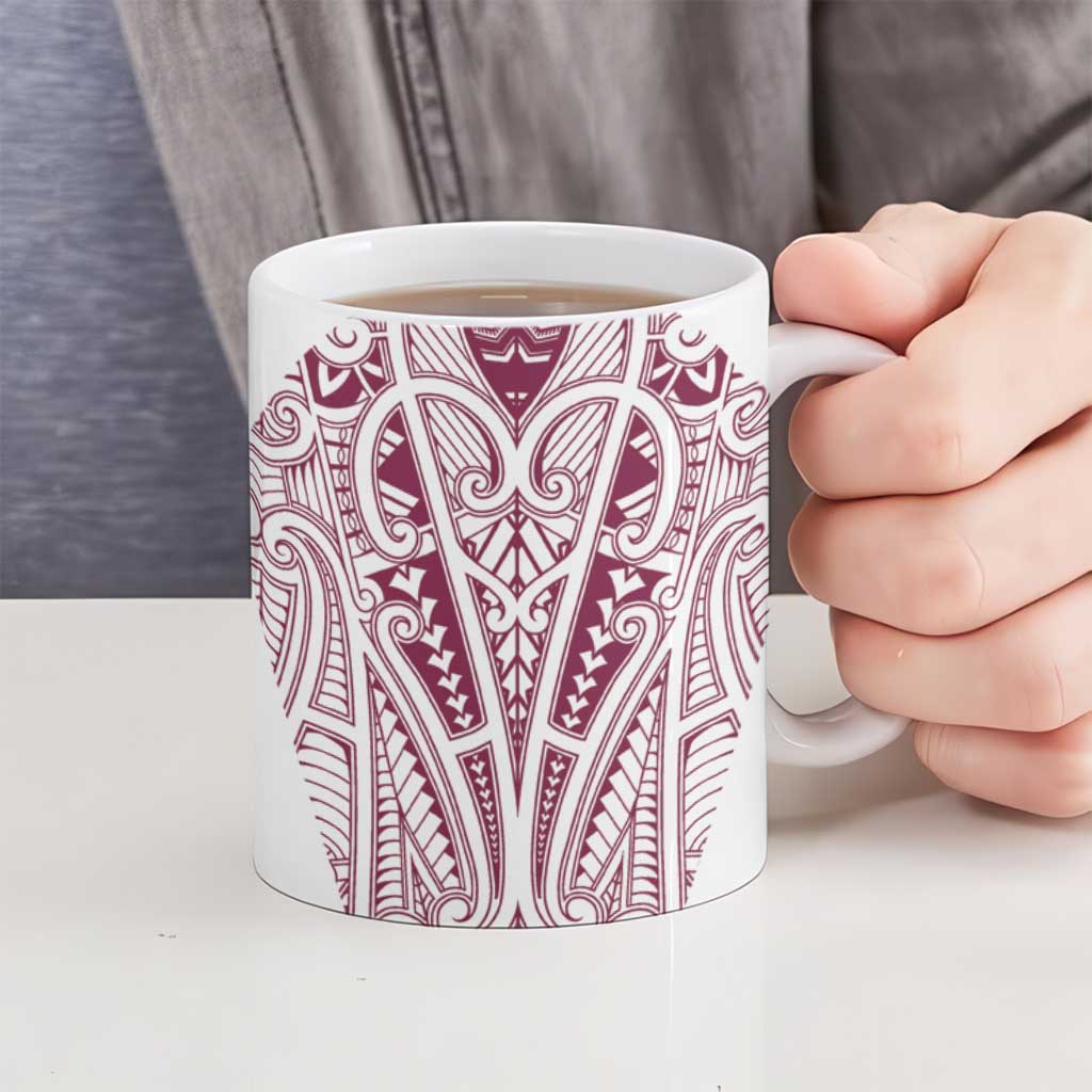 Queensland Maori Rugby Nga Hau e Wha Ceramic Mug White Motif - Aussie Hoodie