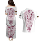 Queensland Maori Rugby Nga Hau e Wha Couples Matching Puletasi and Hawaiian Shirt White Motif