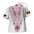 Queensland Maori Rugby Nga Hau e Wha Cross Shoulder Shirt White Motif - Aussie Hoodie
