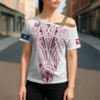 Queensland Maori Rugby Nga Hau e Wha Cross Shoulder Shirt White Motif - Aussie Hoodie