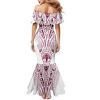 Queensland Maori Rugby Nga Hau e Wha Family Matching Mermaid Dress and Hawaiian Shirt White Motif